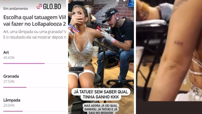 Viih Tube faz tatuagem escolhida pelos fãs no Lollapalooza
