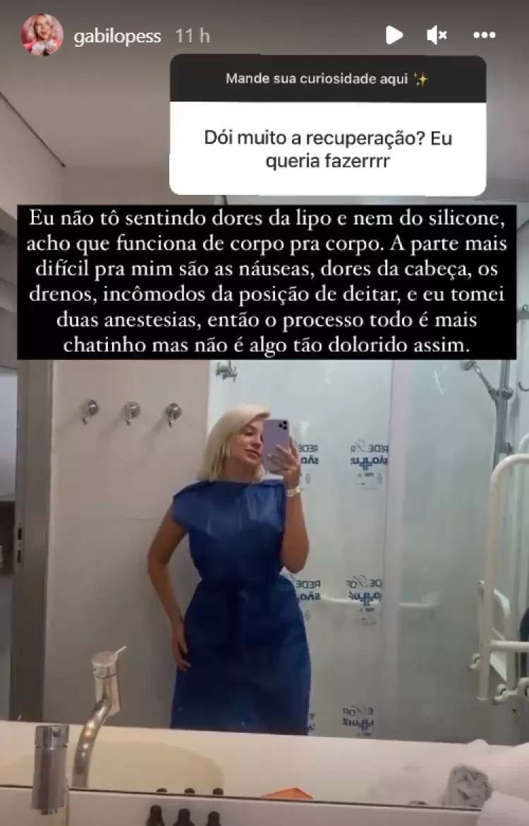 'Estava fora do lugar', diz Gabi Lopes sobre cirurgia para ajustar silicone 4 'Estava fora do lugar', diz Gabi Lopes sobre cirurgia para ajustar silicone