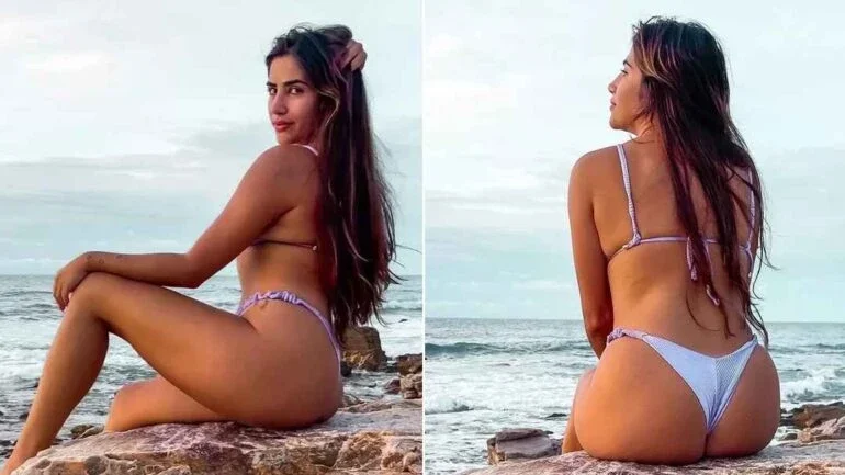 Jéssica Beatriz Costa, filha de Leonardo, aproveita o litoral cearense