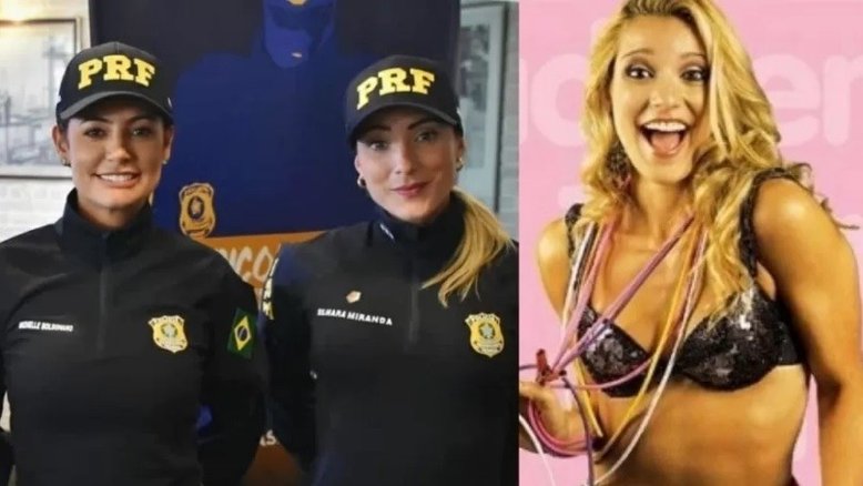 Ex-loira do Tchan posa fardada com Michelle e Jair Bolsonaro em evento da PRF