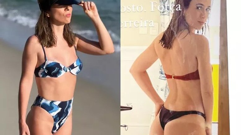 Tatá Werneck posa de biquíni em praia e brinca: ‘Rabo e rosto’