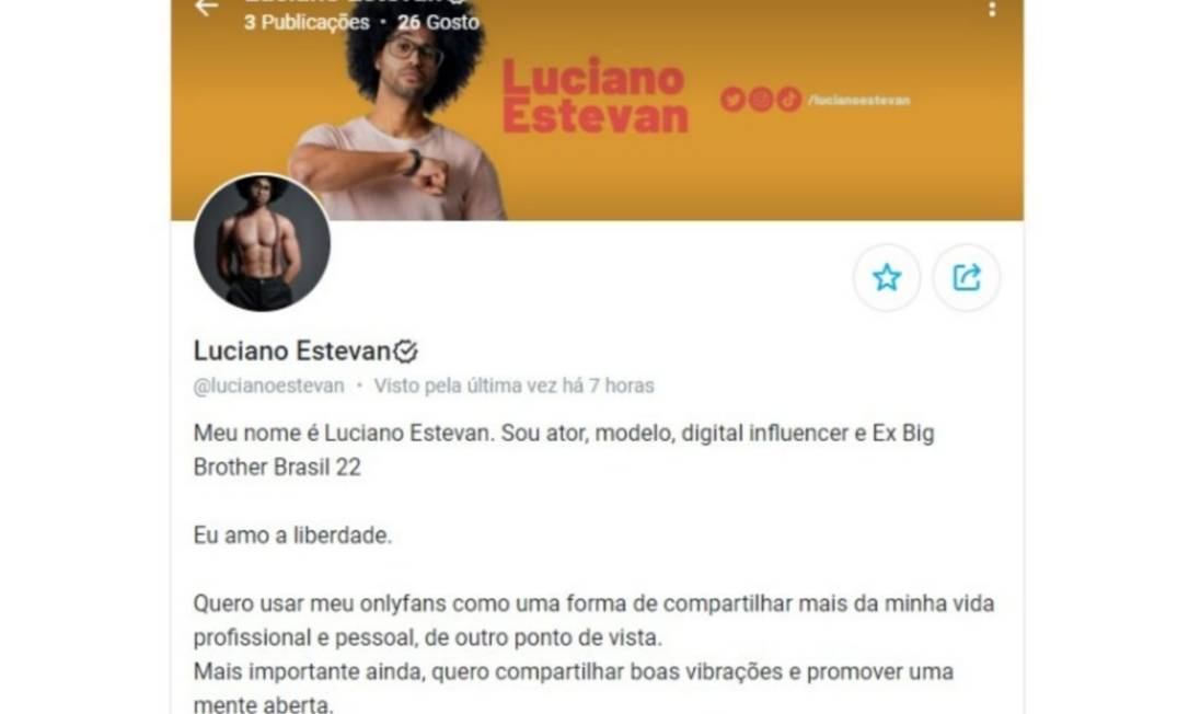 Ex-BBB Luciano cria conta no OnlyFans: ‘Promover uma mente aberta’