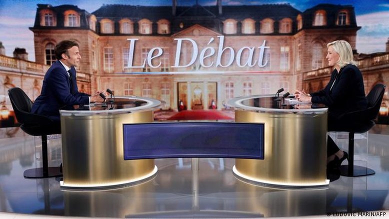 Em debate, Macron ataca Le Pen por laços com o Kremlin
