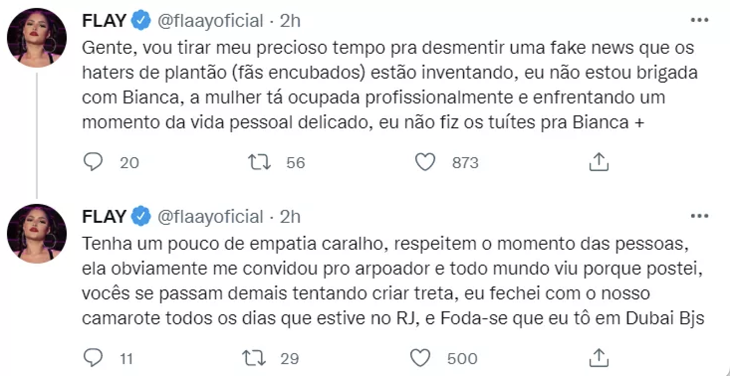 Flay nega briga com Bianca Andrade: ‘Respeitem o momento das pessoas’ 2 Flay nega briga com Bianca Andrade: ‘Respeitem o momento das pessoas’