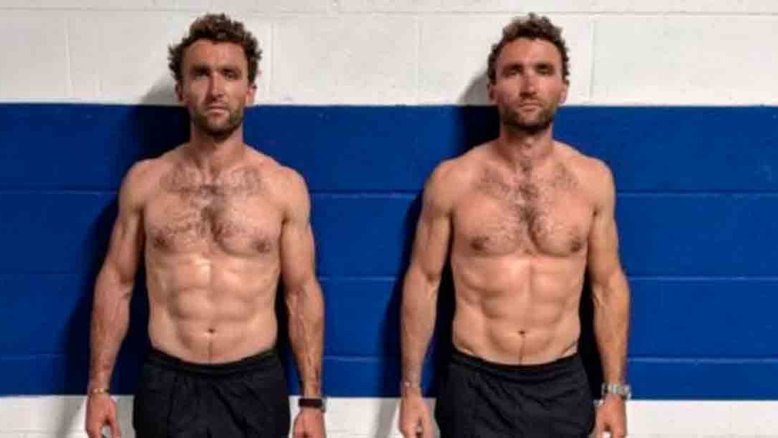 Os gêmeos Turner após as 12 semanas de dieta: diferenças pequenas, mas significativas. Crédito: Instagram/@theturnertwiins