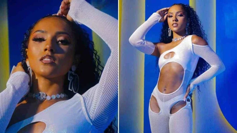 Mayara Lima, princesa da bateria da Tuiuti, encanta em ensaio nas ruas do Rio