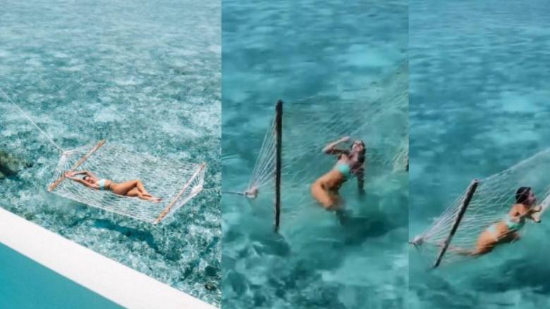 Jade Picon se diverte com trapalhadas para tirar foto deslumbrante nas Maldivas