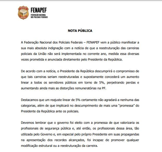 Policiais Federais marcam assembleia e não descartam paralisação