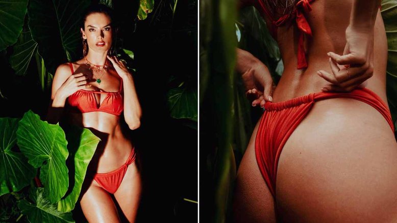 Alessandra Ambrosio posa sedutora em fotos de biquíni na natureza