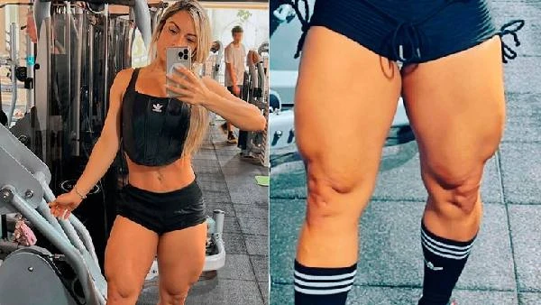 Modelo do Miss Bumbum sobre pernas musculosas: 