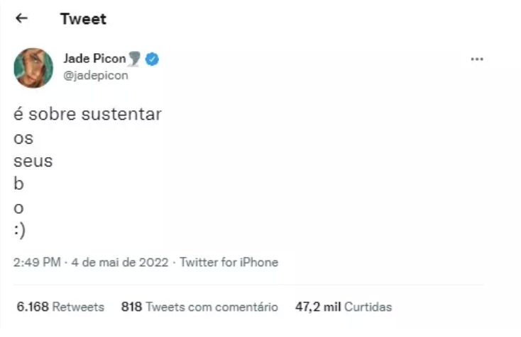 Jade Picon fala sobre post polêmico: ‘Não foi afronte’ 2 Jade Picon fala sobre post polêmico: ‘Não foi afronte’