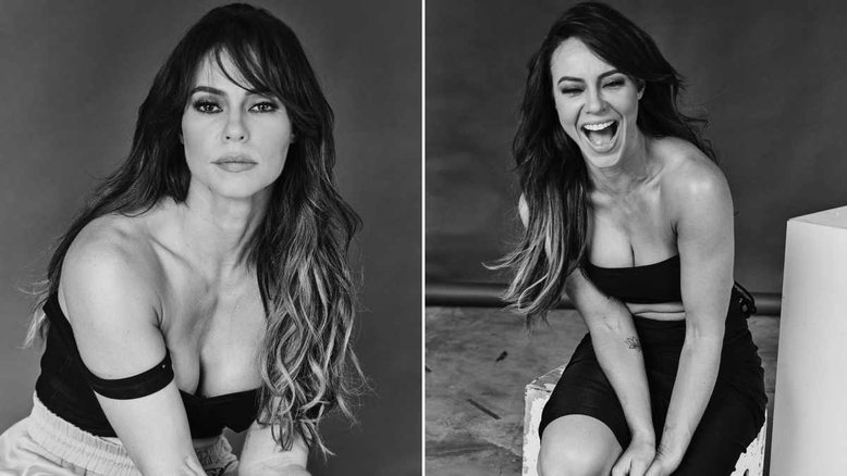 Paolla Oliveira publica fotos em preto e branco e brinca: 'Quem sorrir primeiro perde'