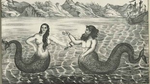 Sereia e tritão, em ilustração anônima russa do século 19. Crédito: New York Public Library/Wikimedia Commons