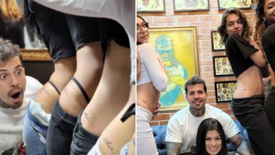 Modelo casado com 8 mulheres 'ganha' tatuagens no corpo delas: 'Fizeram por amor'