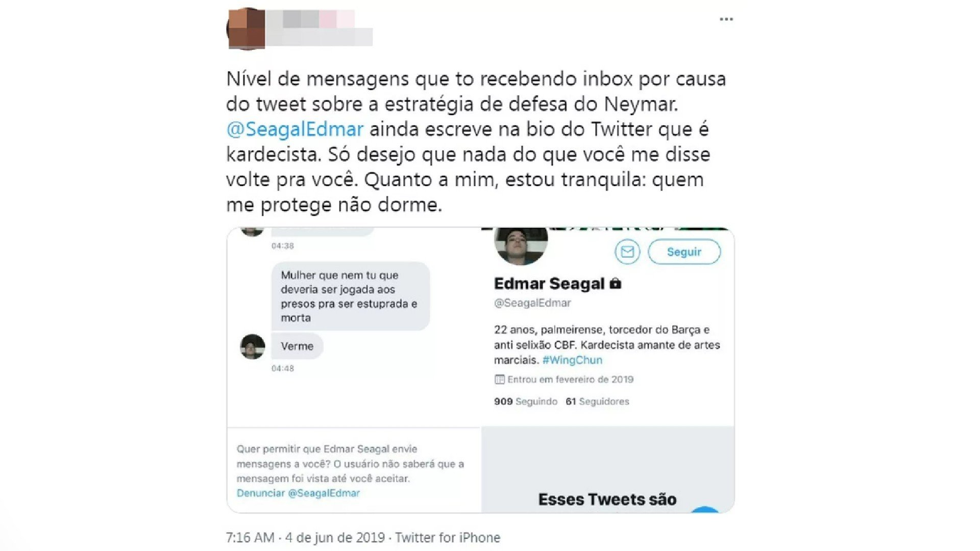 ‘Deveria ser estuprada e morta’, diz membro de grupo neonazista ao incitar crime contra jornalista 4 ‘Deveria ser estuprada e morta’, diz membro de grupo neonazista ao incitar crime contra jornalista