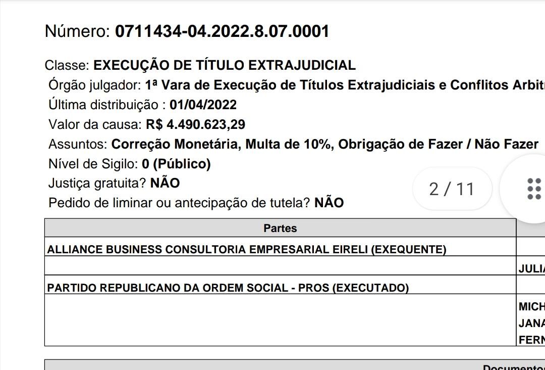 Justiça ordena PROS a pagar R$ 4 milhões a consultoria