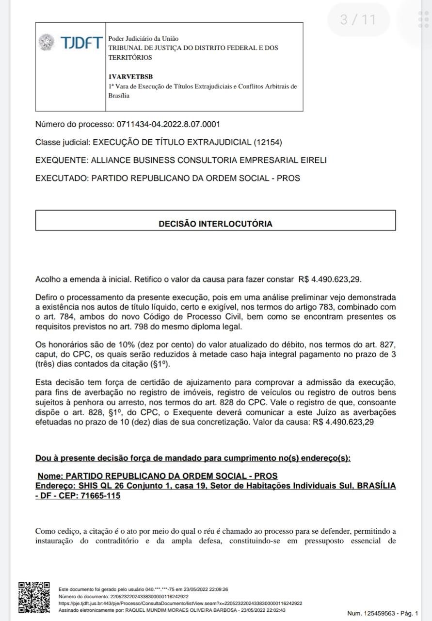 Justiça ordena PROS a pagar R$ 4 milhões a consultoria