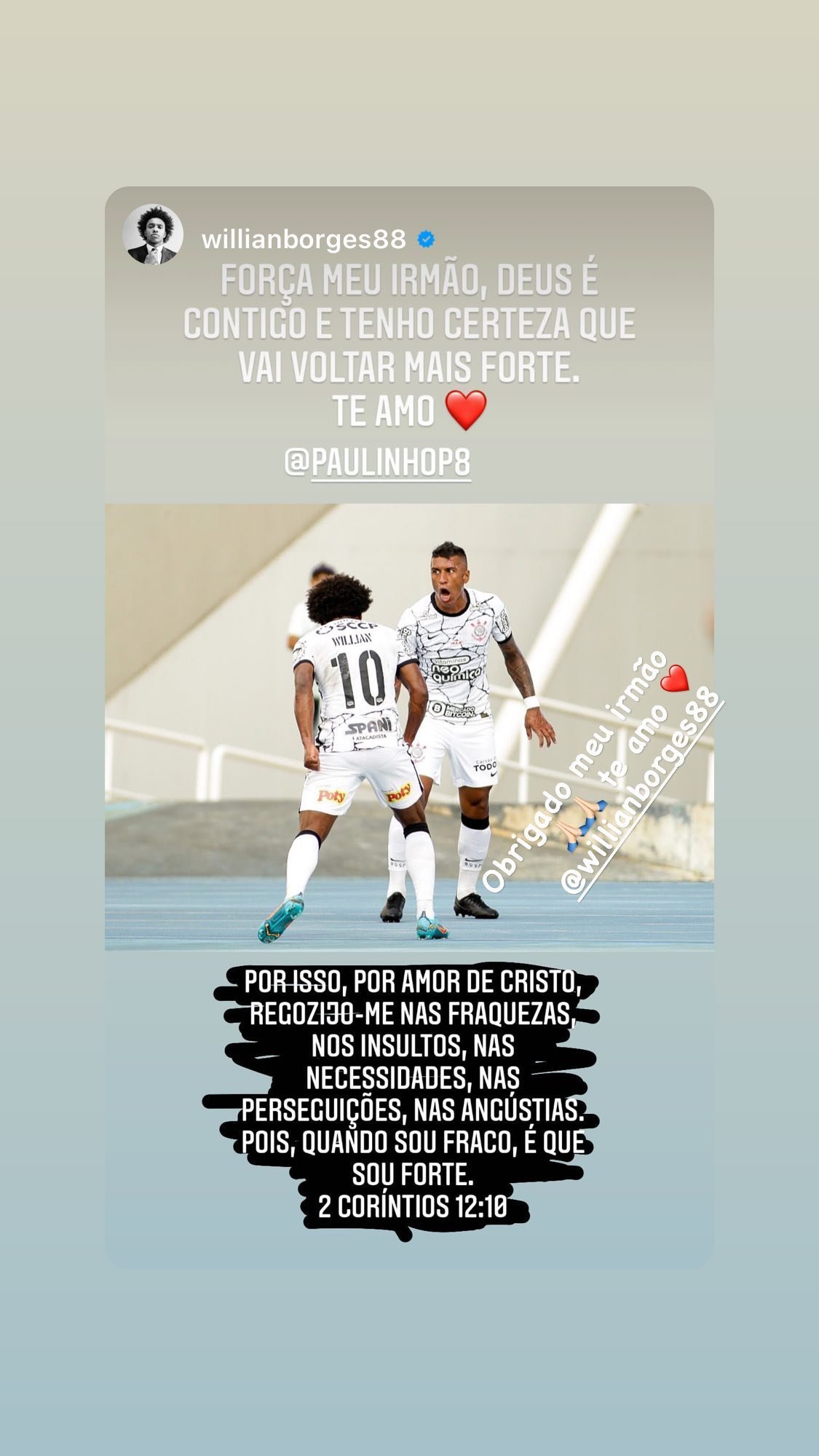 Paulinho recebe apoio de jogadores por conta de lesão grave no joelho
