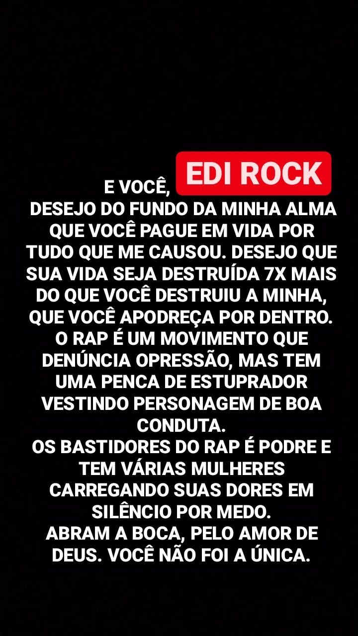 Influencer acusa Edi Rock, dos Racionais MC's, de abuso sexual; rapper nega