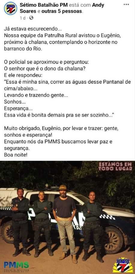Almir Sater é parado em 'blitz' e policiais tietam: 'O senhor é dono dessa chalana?' 4 Almir Satar é parado em 'blitz' e policiais tietam: 'O senhor é dono dessa chalana?'