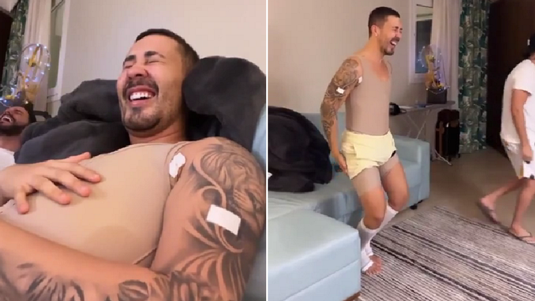 Carlinhos Maia mostra dificuldade para andar após ter realizado lipoaspiração