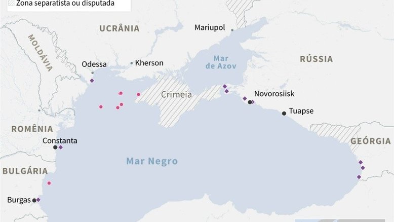 Ucrânia diz ter bombardeado plataformas usadas por militares russos no Mar Negro