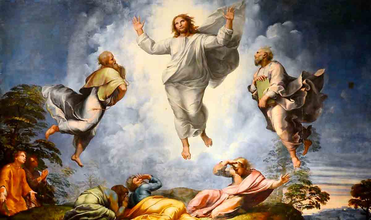 Pintura de Rafael representando a transfiguração de Jesus, quando Jesus aparece radiante em uma montanha. Crédito: Coleções Hallwyl Museum, CC BY-SA