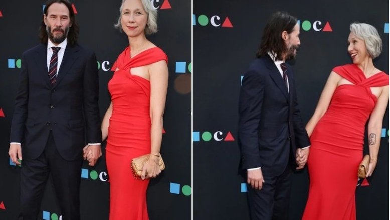 Keanu Reeves faz rara aparição com a namorada, Alexandra Grant