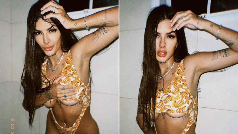 Lary Bottino sensualiza no chuveiro com maiô cavadíssimo: 'Bombástica'