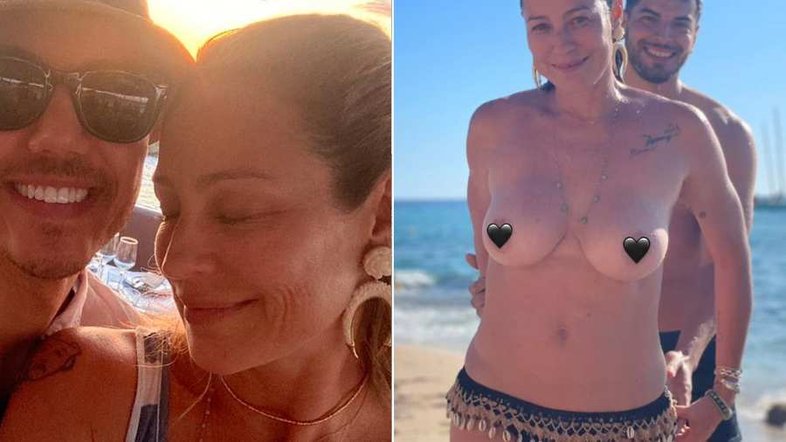 Luana Piovani aproveita verão europeu e faz topless ao lado do namorado
