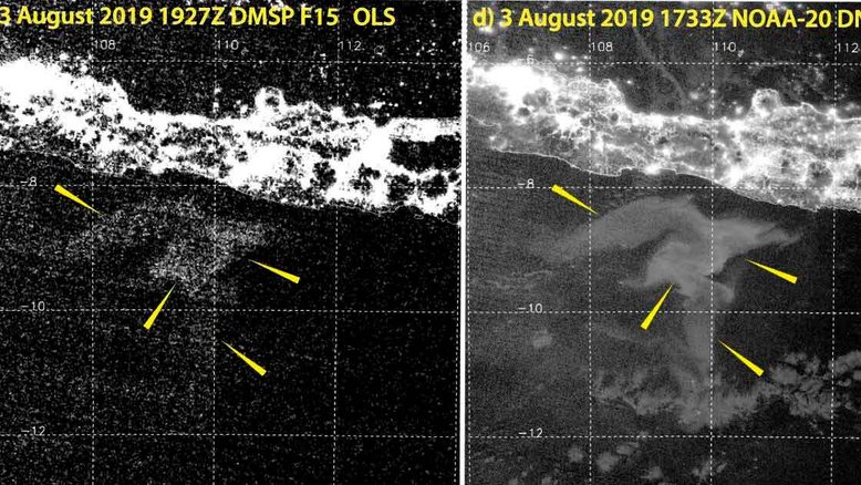Comparação de fotos tiradas por instrumentos de satélite mais antigos (à esquerda) com imagens do novo instrumento Day/Night Band (DNB) (à direita). Crédito: Colorado State University