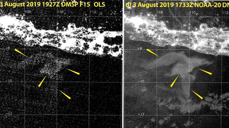 Comparação de fotos tiradas por instrumentos de satélite mais antigos (à esquerda) com imagens do novo instrumento Day/Night Band (DNB) (à direita). Crédito: Colorado State University