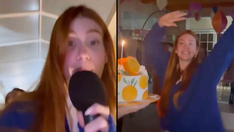 Marina Ruy Barbosa se diverte em karaokê em festa de aniversário