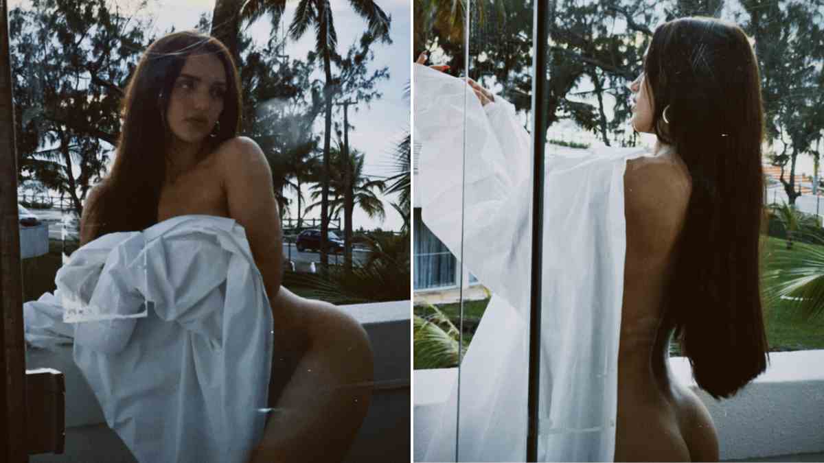 Rafa Kalimann posa nua apenas com lençol em sacada de hotel: 'Quer me matar'