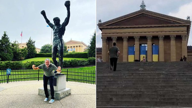 William Bonner sobe escadaria na Filadélfia e recria cena icônica do filme 'Rocky'