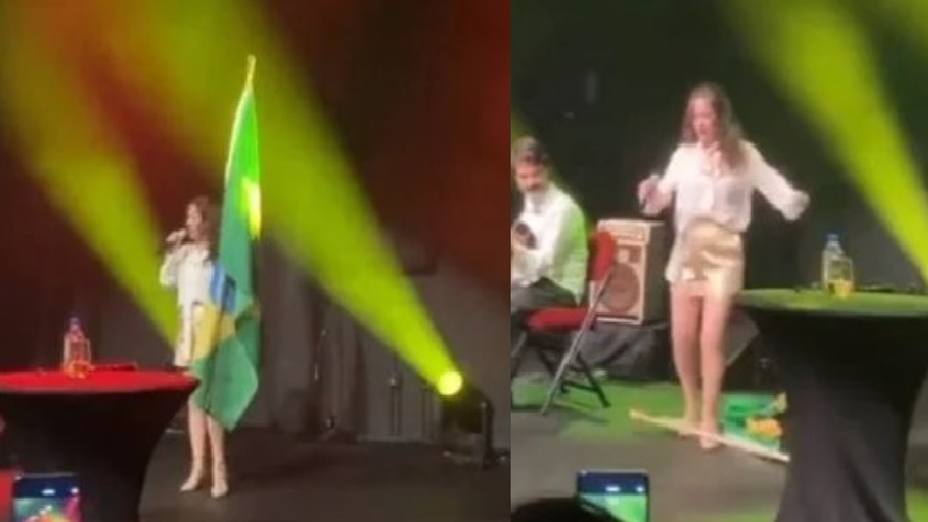 Vídeo: Bebel Gilberto protesta contra Bolsonaro pisando em bandeira nacional e se desculpa