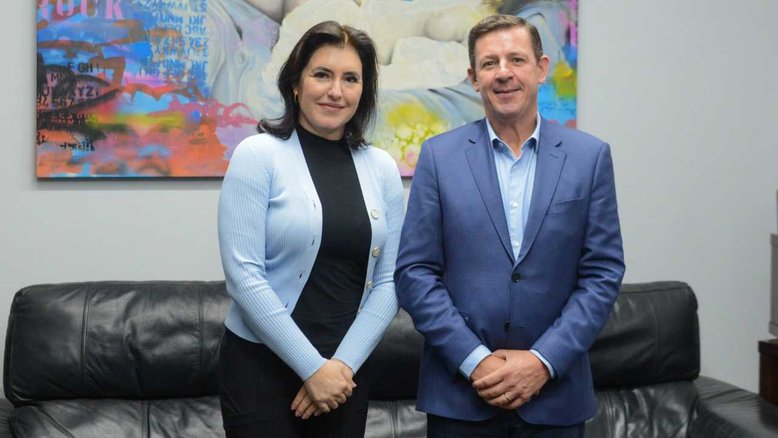 Candidata a presidente senadora Simone Tebet e o prefeito de São Bernardo, Orlando Morando