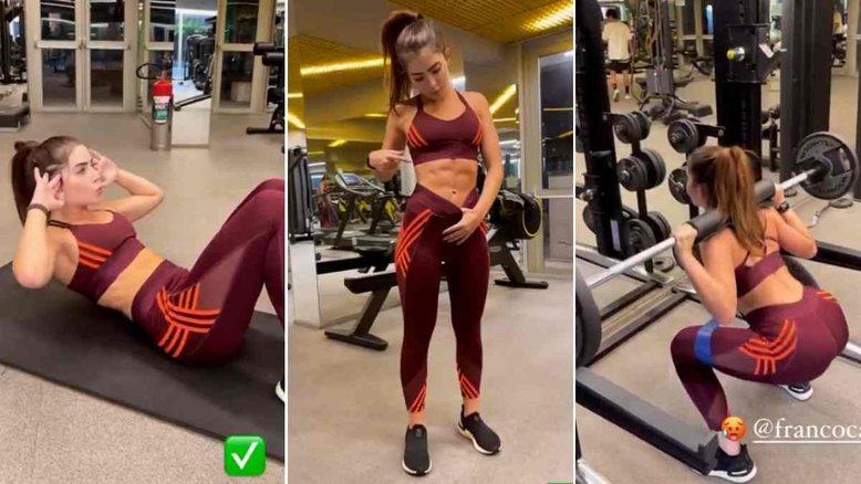 Jade Picon mostra tanquinho e treino pesado na academia: 'Hoje é dia de perna'
