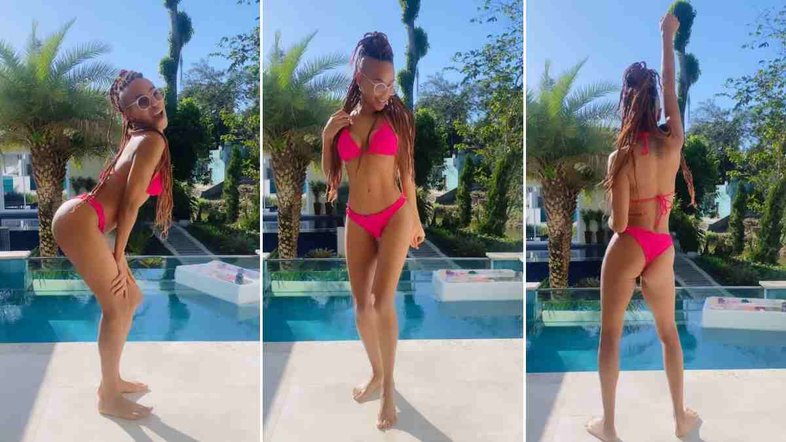 Karol Conká sensualiza em dancinha de biquíni à beira da piscina: 'Contagiada'
