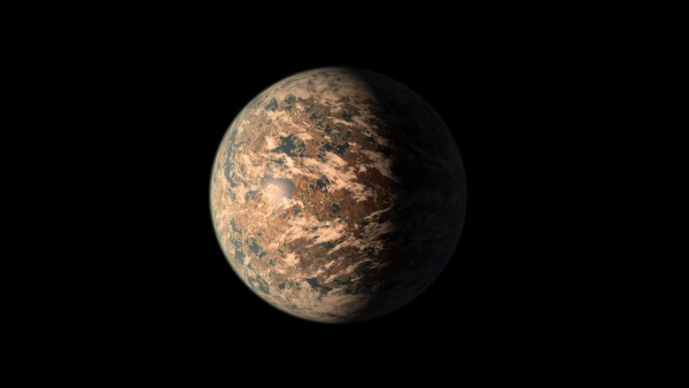 TRAPPIST-1e é um exoplaneta rochoso na zona habitável de uma estrela a 40 anos-luz da Terra e pode ter água e nuvens, conforme retratado na impressão deste artista. Crédito: Nasa/JPL-Caltech/Wikimedia Commons