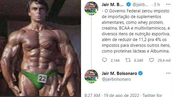 Bolsonaro sobre Whay Protein no Twitter