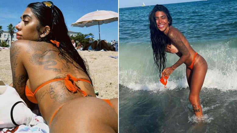 Dhiovanna Barbosa, irmã de Gabigol, faz topless em Barcelona