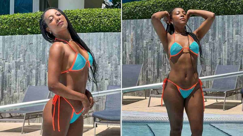 Negra Li sensualiza à beira da piscina: 'Se te acerto, você gama'
