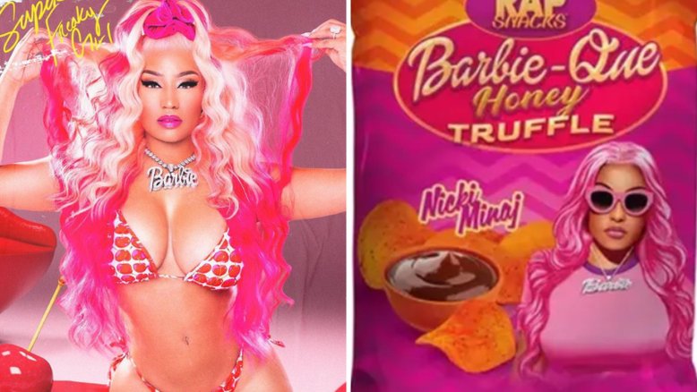 Embalagem do lanche com o rosto da Nicki Minaj
