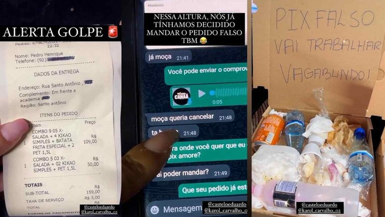 AM: Pizzaria manda lixo para cliente que tentou aplicar golpe do 'Pix falso'