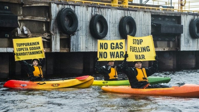 Greenpeace bloqueia gás russo na Finlândia