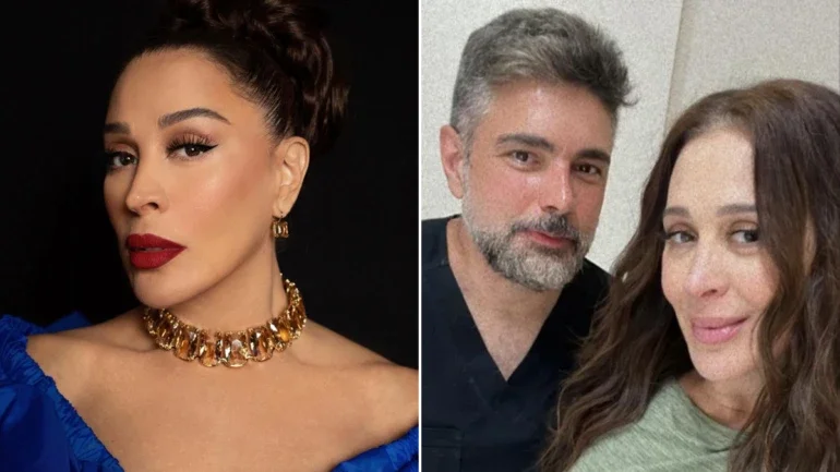 Grávida aos 55 anos, Claudia Raia mostra a barriguinha em foto com amigo