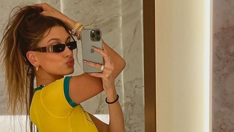 Filha e neta de brasileiros, Hailey Bieber se declara: 'Eu te amo, Brasil'
