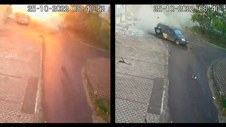 Vídeo: Câmera de segurança captura momento em que carro bomba explode na Ucrânia. Foto: Reprodução