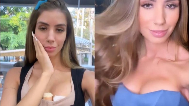 Maria Lina 'corre para por cinta' após exibir novas próteses nos seios: 'Valeu o close'